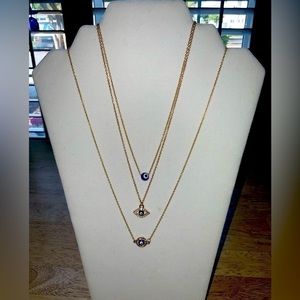 Evil Eye 3 Layered Adjustable Necklace